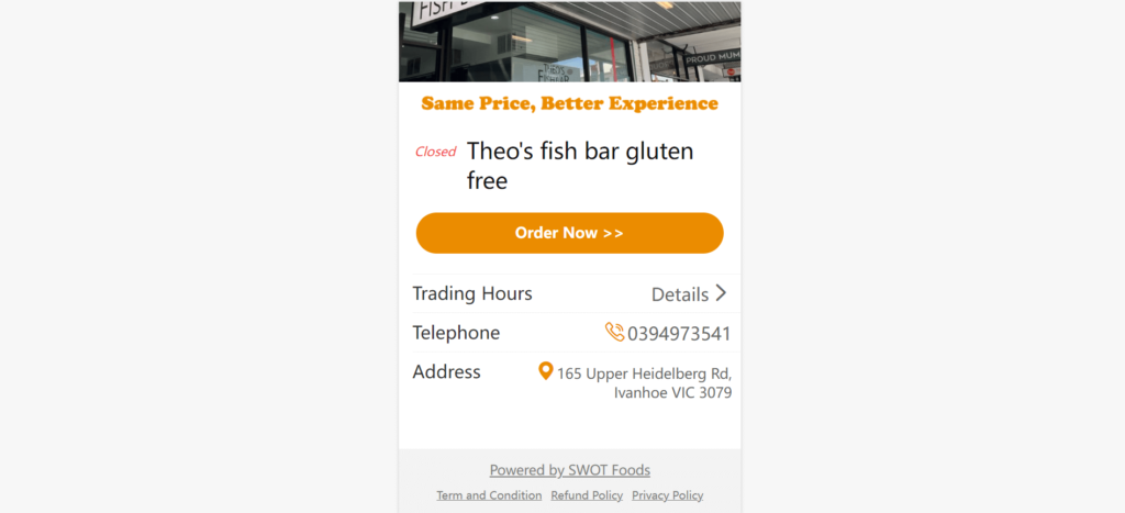 Theo's fish bar gluten free
